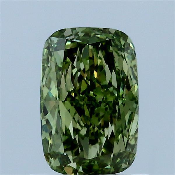 1.01 Carat Cushion Lab Grown Diamond, Fancy Vivid Green Color, VS1 Clarity