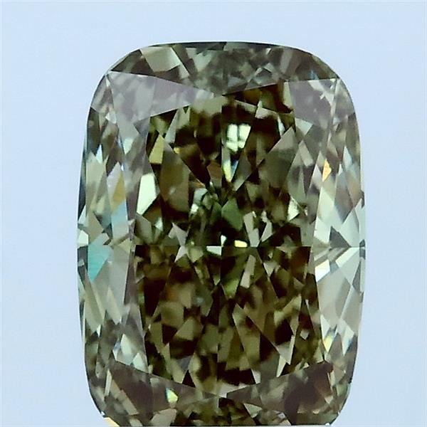 2.05 Carat Cushion Lab Grown Diamond, Fancy Intense Green Color, VS1 Clarity