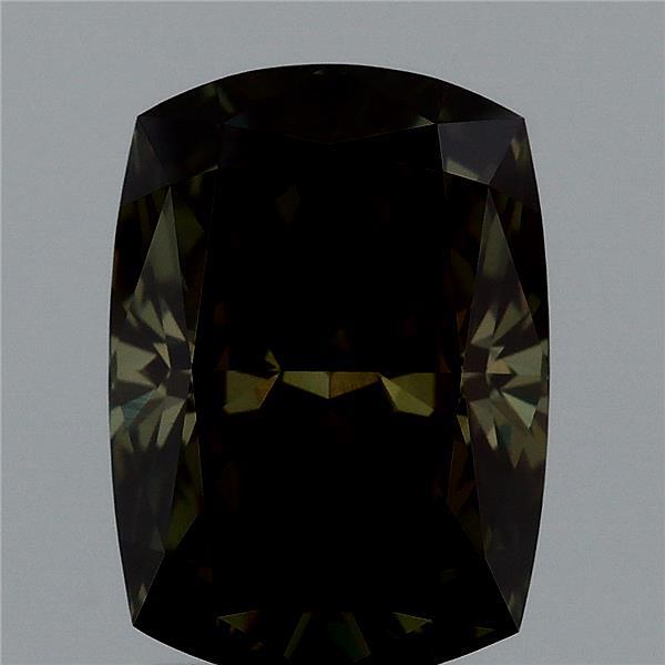 2.89 Carat Cushion Lab Grown Diamond, Fancy Deep Green Color, VS1 Clarity