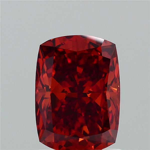 1.55 Carat Cushion Lab Grown Diamond, Fancy Vivid Orange Color, VS1 Clarity