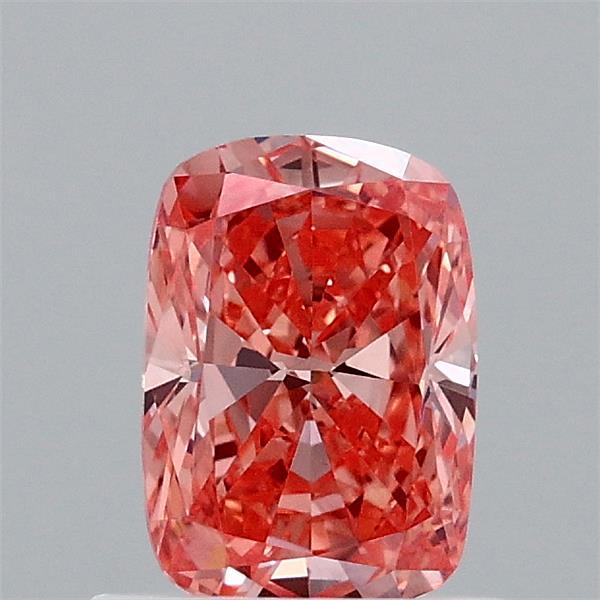0.88 Carat Cushion Lab Grown Diamond, Fancy Vivid Pink Color, VS1 Clarity