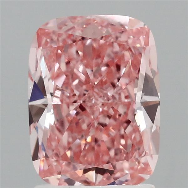 2.00 Carat Cushion Lab Grown Diamond, Fancy Vivid Pink Color, VS1 Clarity