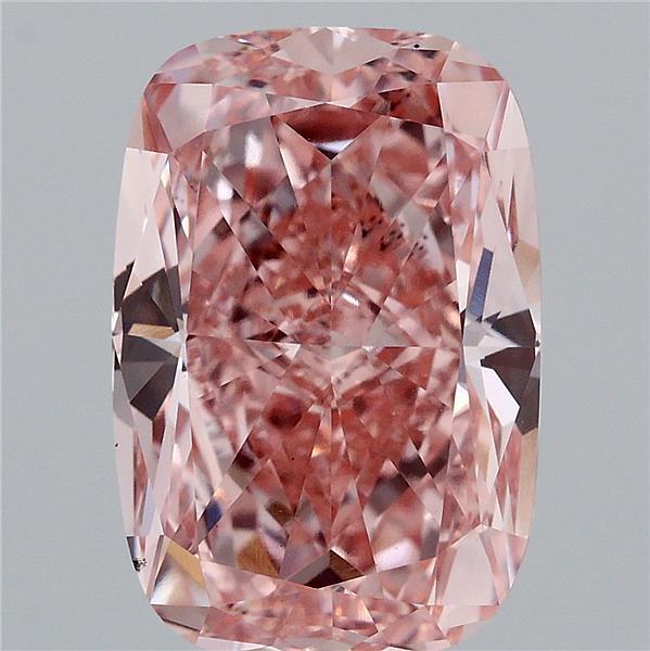 6.03 Carat Cushion Lab Grown Diamond, Fancy Vivid Pink Color, VS2 Clarity