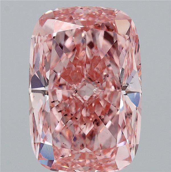 6.05 Carat Cushion Lab Grown Diamond, Fancy Vivid Pink Color, VS2 Clarity