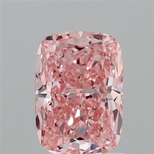 2.00 Carat Cushion Lab Grown Diamond, Fancy Vivid Pink Color, VS1 Clarity