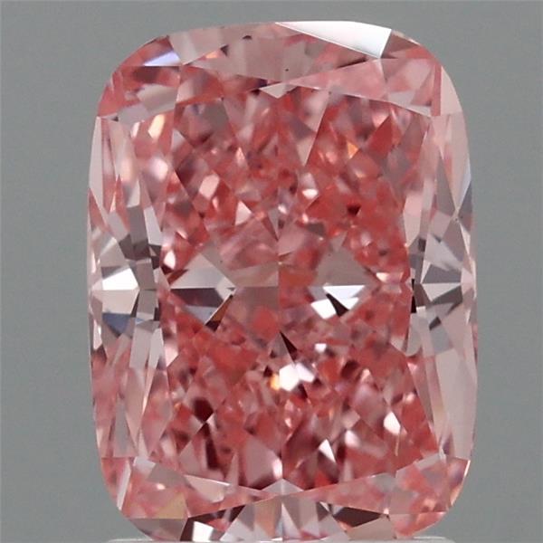 2.03 Carat Cushion Lab Grown Diamond, Fancy Vivid Pink Color, VVS2 Clarity