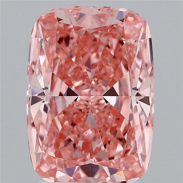3.04 Carat Cushion Lab Grown Diamond, Fancy Vivid Pink Color, VS1 Clarity