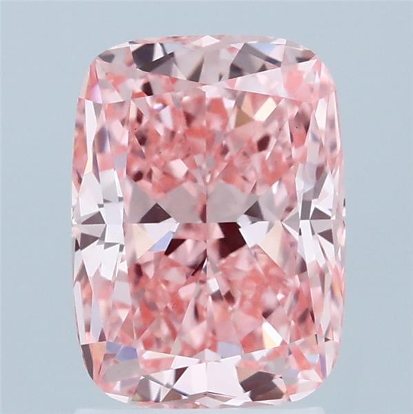 2.17 Carat Cushion Lab Grown Diamond, Fancy Vivid Pink Color, VS1 Clarity