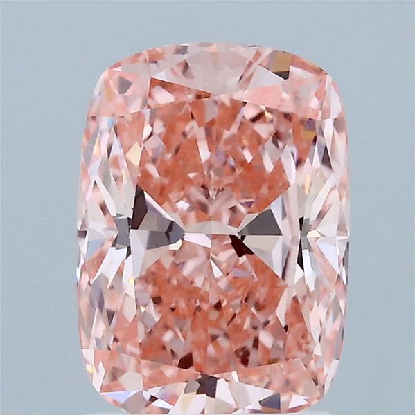 2.07 Carat Cushion Lab Grown Diamond, Fancy Vivid Pink Color, VVS2 Clarity
