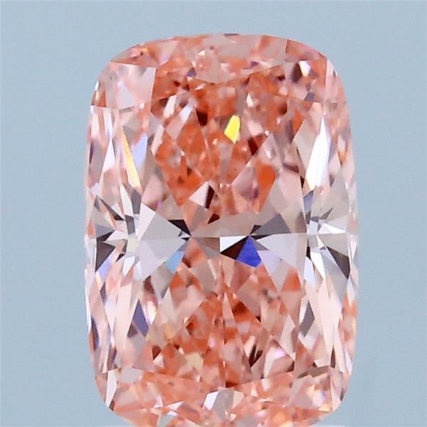 1.65 Carat Cushion Lab Grown Diamond, Fancy Vivid Pink Color, VVS2 Clarity