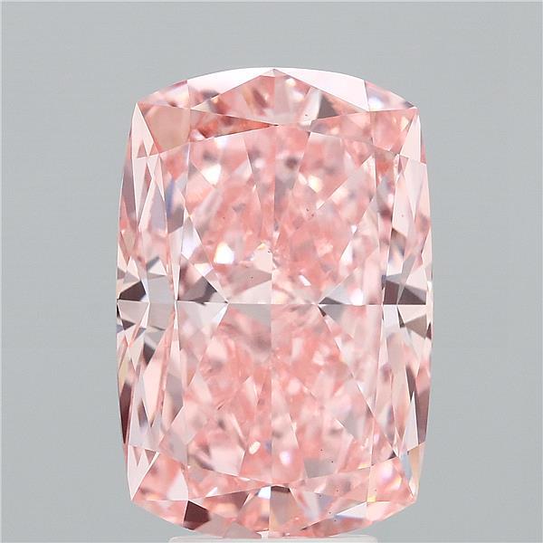 6.38 Carat Cushion Lab Grown Diamond, Fancy Vivid Pink Color, VS1 Clarity
