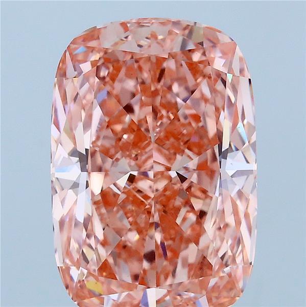5.09 Carat Cushion Lab Grown Diamond, Fancy Vivid Pink Color, VVS2 Clarity