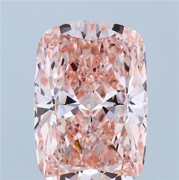 5.07 Carat Cushion Lab Grown Diamond, Fancy Vivid Pink Color, VVS2 Clarity