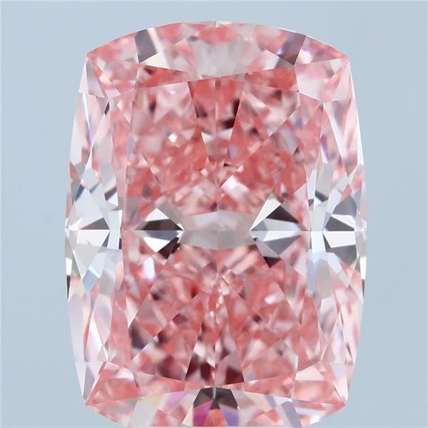 7.08 Carat Cushion Lab Grown Diamond, Fancy Vivid Pink Color, VVS2 Clarity