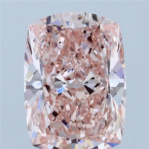 4.00 Carat Cushion Lab Grown Diamond, Fancy Intense Pink Color, VS1 Clarity