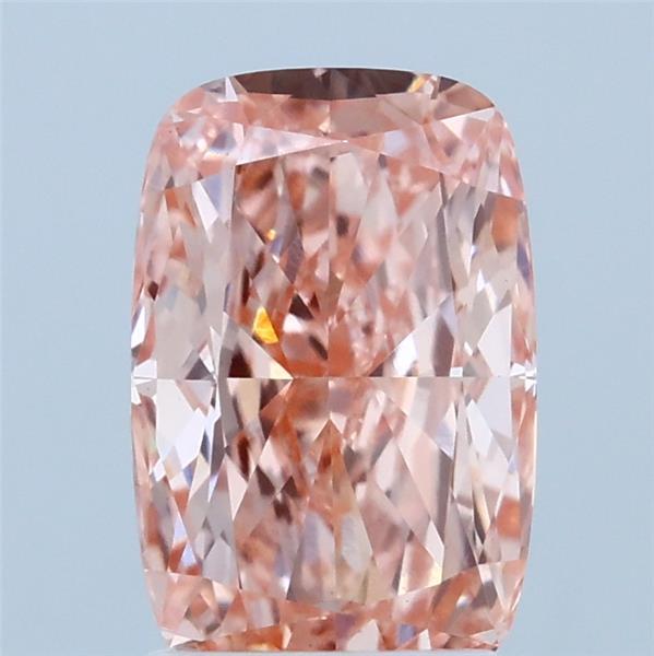 2.00 Carat Cushion Lab Grown Diamond, Fancy Vivid Pink Color, VVS2 Clarity