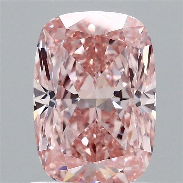 1.63 Carat Cushion Lab Grown Diamond, Fancy Vivid Pink Color, VVS2 Clarity