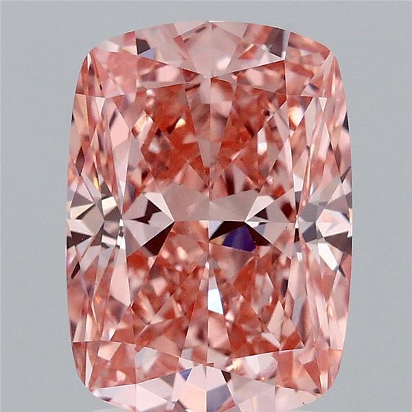 3.03 Carat Cushion Lab Grown Diamond, Fancy Vivid Pink Color, VS1 Clarity