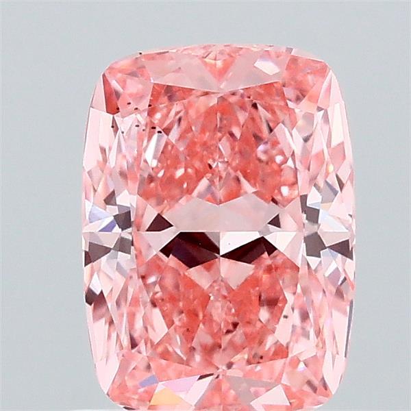 1.35 Carat Cushion Lab Grown Diamond, Fancy Vivid Pink Color, VS2 Clarity