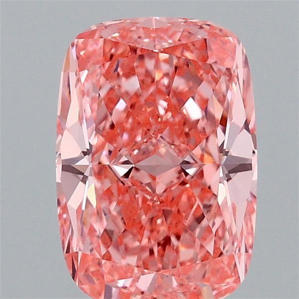 1.57 Carat Cushion Lab Grown Diamond, Fancy Vivid Pink Color, VVS2 Clarity