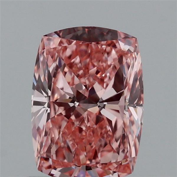 0.95 Carat Cushion Lab Grown Diamond, Fancy Vivid Pink Color, VVS2 Clarity