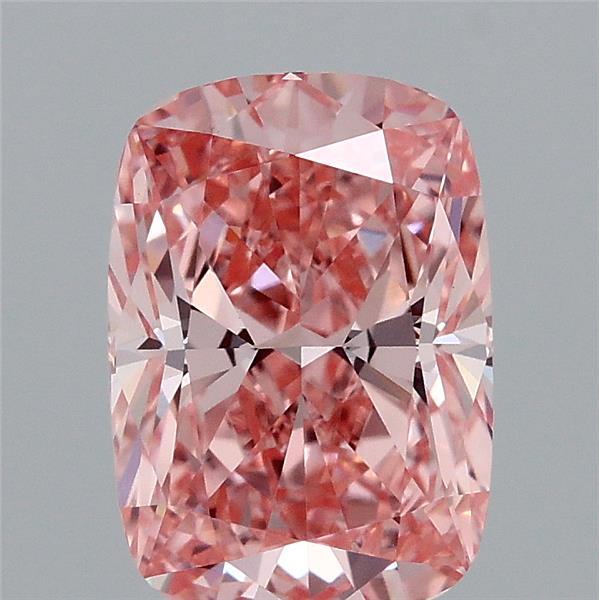 1.90 Carat Cushion Lab Grown Diamond, Fancy Vivid Pink Color, VVS2 Clarity