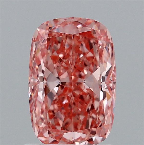 1.59 Carat Cushion Lab Grown Diamond, Fancy Vivid Pink Color, VVS2 Clarity