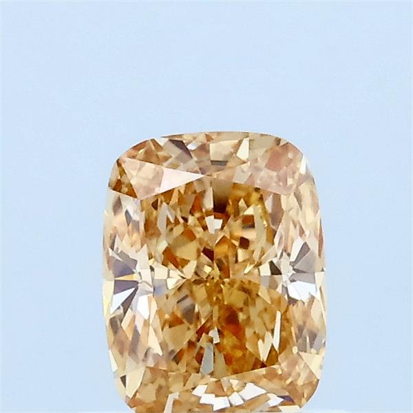 0.61 Carat Cushion Lab Grown Diamond, Fancy Intense Brownish Yellow Color, VVS2 Clarity