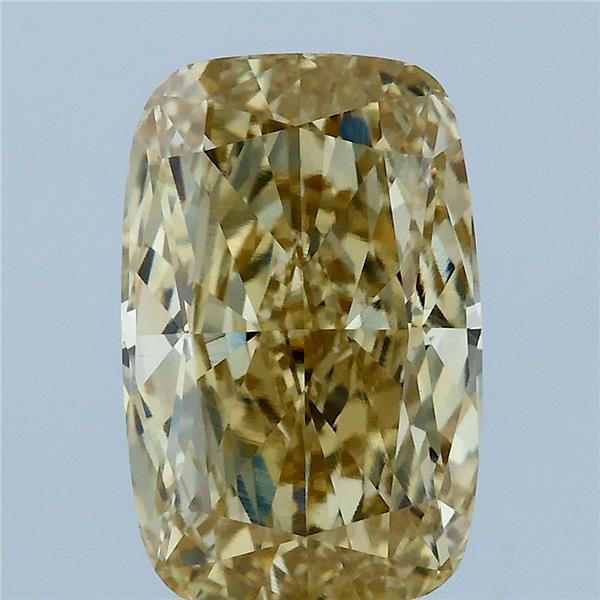 4.13 Carat Cushion Lab Grown Diamond, Fancy Intense Yellow Color, VVS2 Clarity