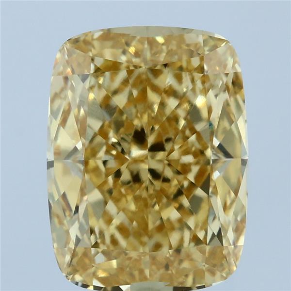 5.11 Carat Cushion Lab Grown Diamond, Fancy Vivid Yellow Color, VVS2 Clarity