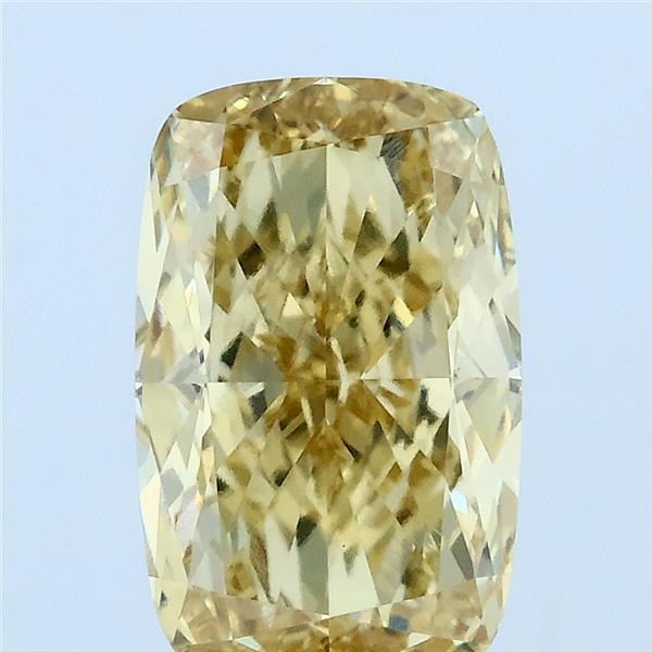 3.02 Carat Cushion Lab Grown Diamond, Fancy Intense Yellow Color, VVS2 Clarity