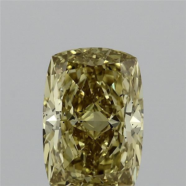 2.09 Carat Cushion Lab Grown Diamond, Fancy Intense Yellow Color, SI1 Clarity