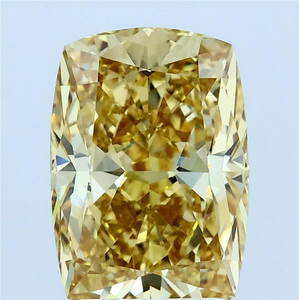 2.71 Carat Cushion Lab Grown Diamond, Fancy Intense Yellow Color, VVS2 Clarity