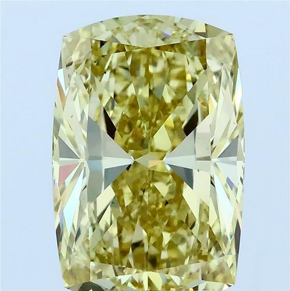 2.57 Carat Cushion Lab Grown Diamond, Fancy Intense Yellow Color, VS1 Clarity