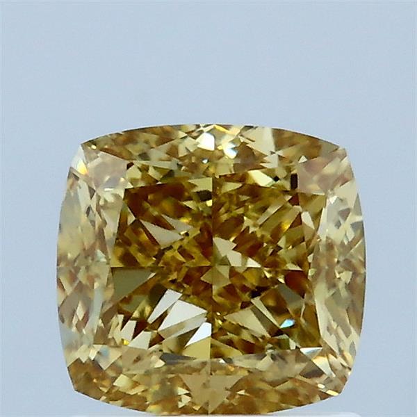 1.51 Carat Cushion Lab Grown Diamond, Fancy Intense Yellow Color, VVS2 Clarity
