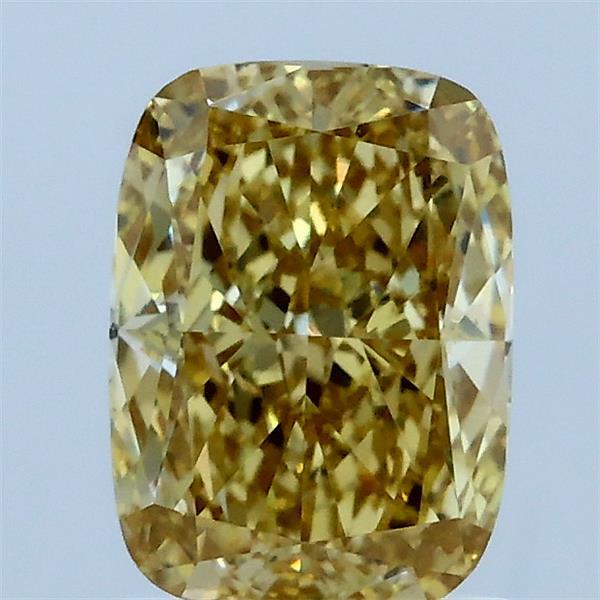 1.54 Carat Cushion Lab Grown Diamond, Fancy Intense Yellow Color, VS1 Clarity