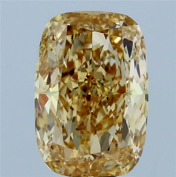 3.02 Carat Cushion Lab Grown Diamond, Fancy Yellow Color, VVS2 Clarity