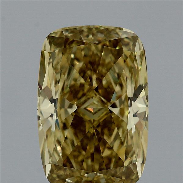 4.20 Carat Cushion Lab Grown Diamond, Fancy Vivid Yellow Color, VVS2 Clarity