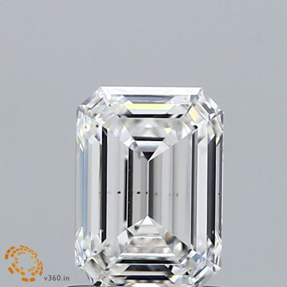 0.95 Carat Emerald Lab Grown Diamond, Excellent Polish, E Color, VS2 Clarity