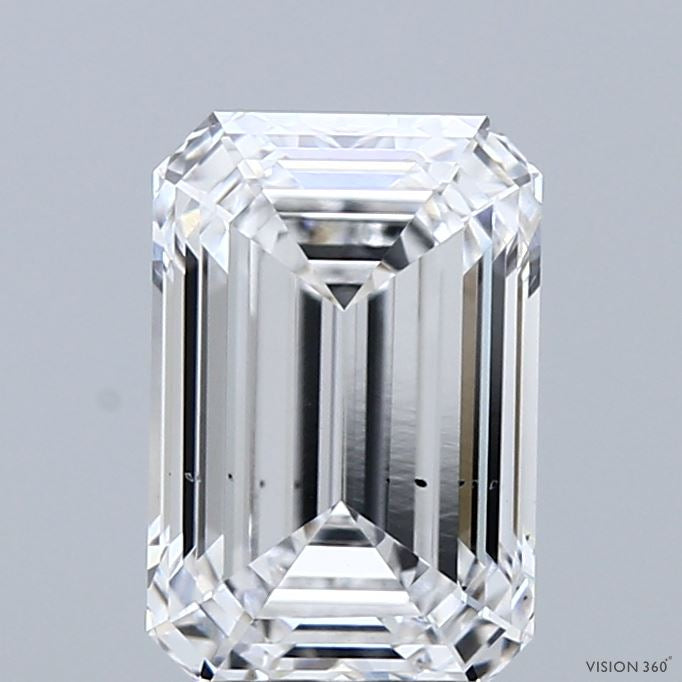 2.15 Carat Emerald Lab Grown Diamond, Excellent Polish, D Color, VS2 Clarity
