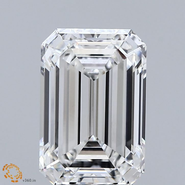 3.08 Carat Emerald Lab Grown Diamond, Excellent Polish, F Color, VVS2 Clarity