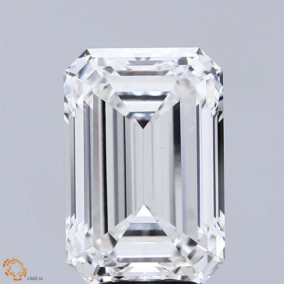 6.18 Carat Emerald Lab Grown Diamond, Excellent Polish, F Color, VVS2 Clarity