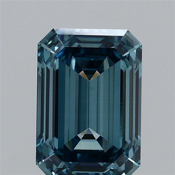 1.05 Carat Emerald Lab Grown Diamond, Fancy Vivid Blue Color, VS1 Clarity