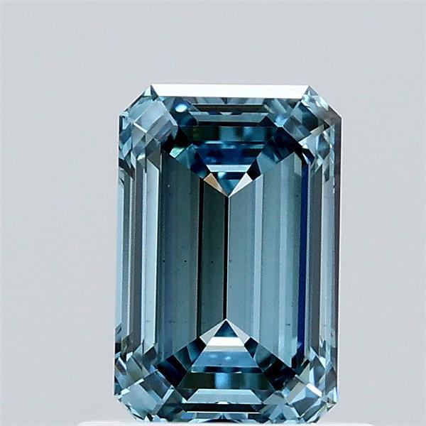 0.92 Carat Emerald Lab Grown Diamond, Fancy Vivid Blue Color, VS1 Clarity