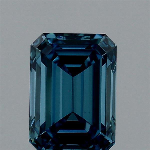0.96 Carat Emerald Lab Grown Diamond, Fancy Vivid Blue Color, VS1 Clarity