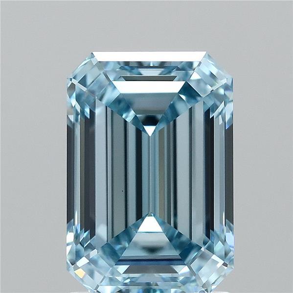 1.94 Carat Emerald Lab Grown Diamond, Fancy Vivid Blue Color, VVS2 Clarity