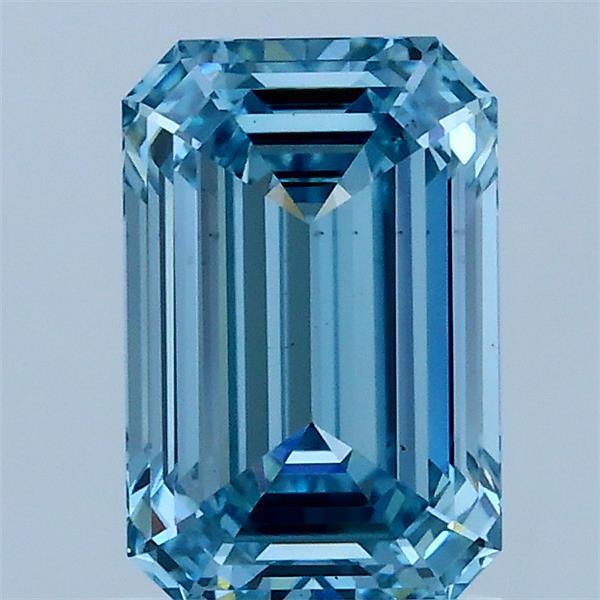 1.50 Carat Emerald Lab Grown Diamond, Fancy Vivid Blue Color, VS2 Clarity