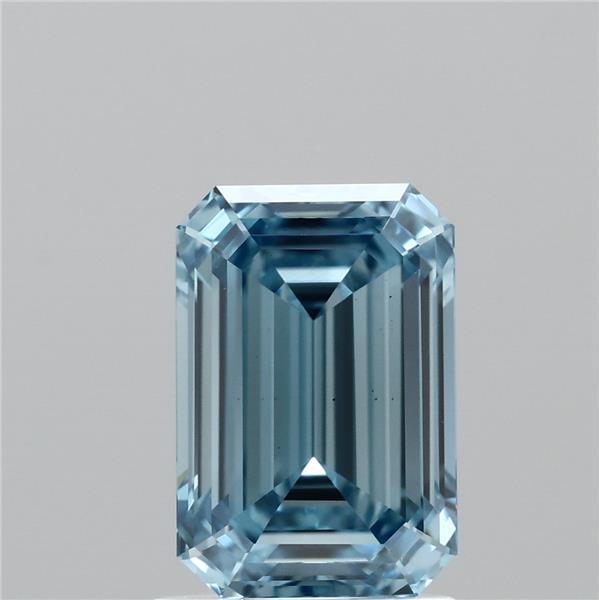 1.51 Carat Emerald Lab Grown Diamond, Fancy Vivid Blue Color, VS1 Clarity