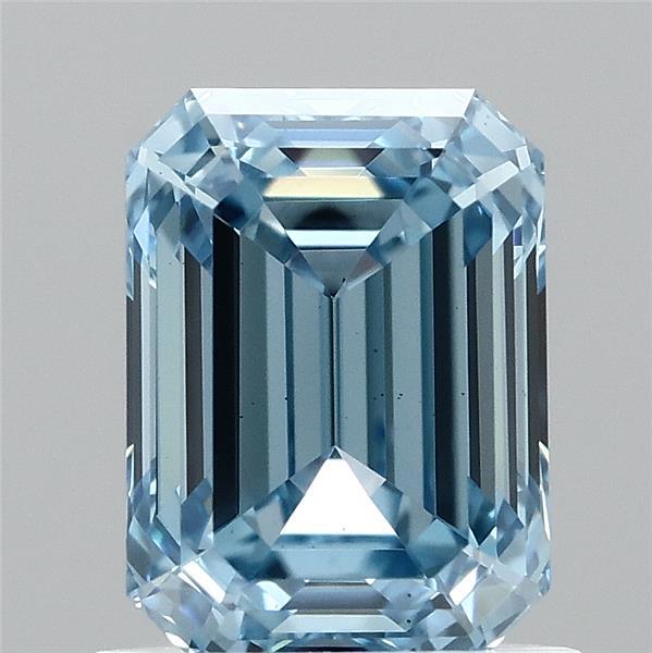 1.16 Carat Emerald Lab Grown Diamond, Fancy Vivid Blue Color, VS1 Clarity