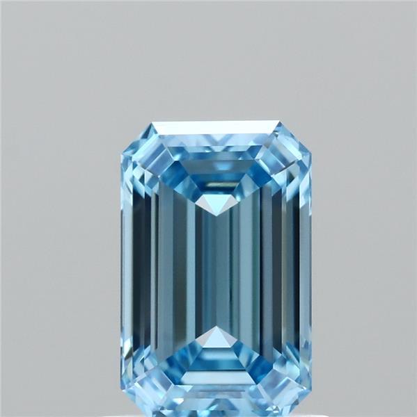 1.04 Carat Emerald Lab Grown Diamond, Fancy Vivid Blue Color, VVS1 Clarity